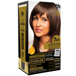 Farba na vlasy V-color č.7.23 (stredně zlatistá perlovo zlatá)-domáca sada+šampon a maska zdarma TH Pharma