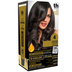 Farba na vlasy V-color č. 4 (stredne hnedá)-domáca sada+šampon a maska zdarma TH Pharma