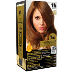Farba na vlasy V-color č.7.03 (stredne zlatavá prírodná blond)-domáca sada+šampon a maska zdarma TH Pharma