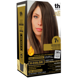 Farba na vlasy V-color č.7.1 (stredne popolavá blond)-domáca sada+šampon a maska zdarma TH Pharma