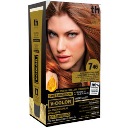 Farba na vlasy V-color č.7.46 (stredne měděně červená blond)-domáca sada+šampon a maska zdarma TH Pharma