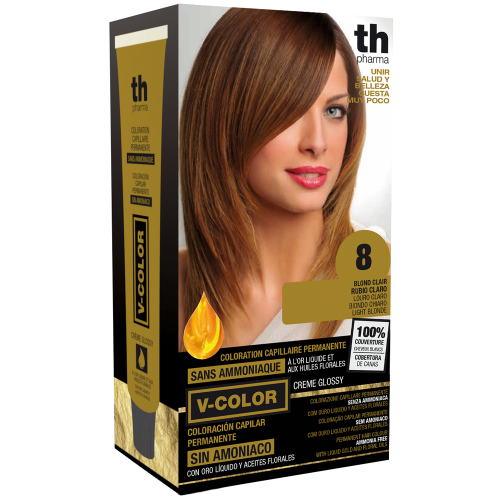 Farba na vlasy V-color č.8 (svetlá blond)-domáca sada+šampon a maska zdarma TH Pharma