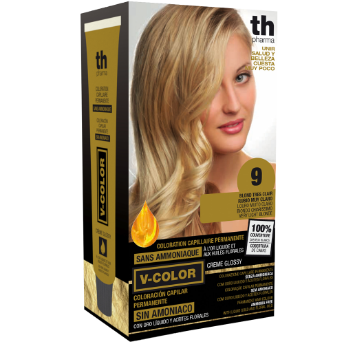 Farba na vlasy V-color č.9 (veľmi svetlá blond)-domáca sada+šampon a maska zdarma TH Pharma
